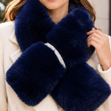 Navy Faux Fur Bling Pull Through Scarf