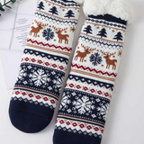 Cozy Sherpa Trim Holiday Nordic Pattern Printed Bundle Gift Socks Set