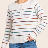 Necco Multi Color Striped Henley Sweater