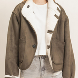 Reversible Faux Suede & Sherpa Jacket