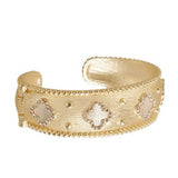 Opal Clover Gold Hinge Cuff