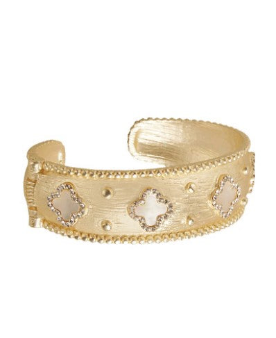 Opal Clover Gold Hinge Cuff