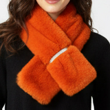 Orange Faux Fur Bling Pull Through Scarf