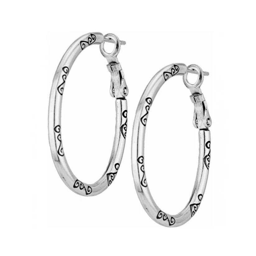Brighton - Silver Oval Charm Hoop Earring