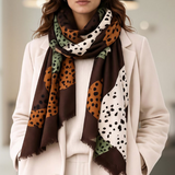 Patchwork Brown Print Wrap Scarf