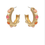 Colored Stone Chunky Hoop Earring