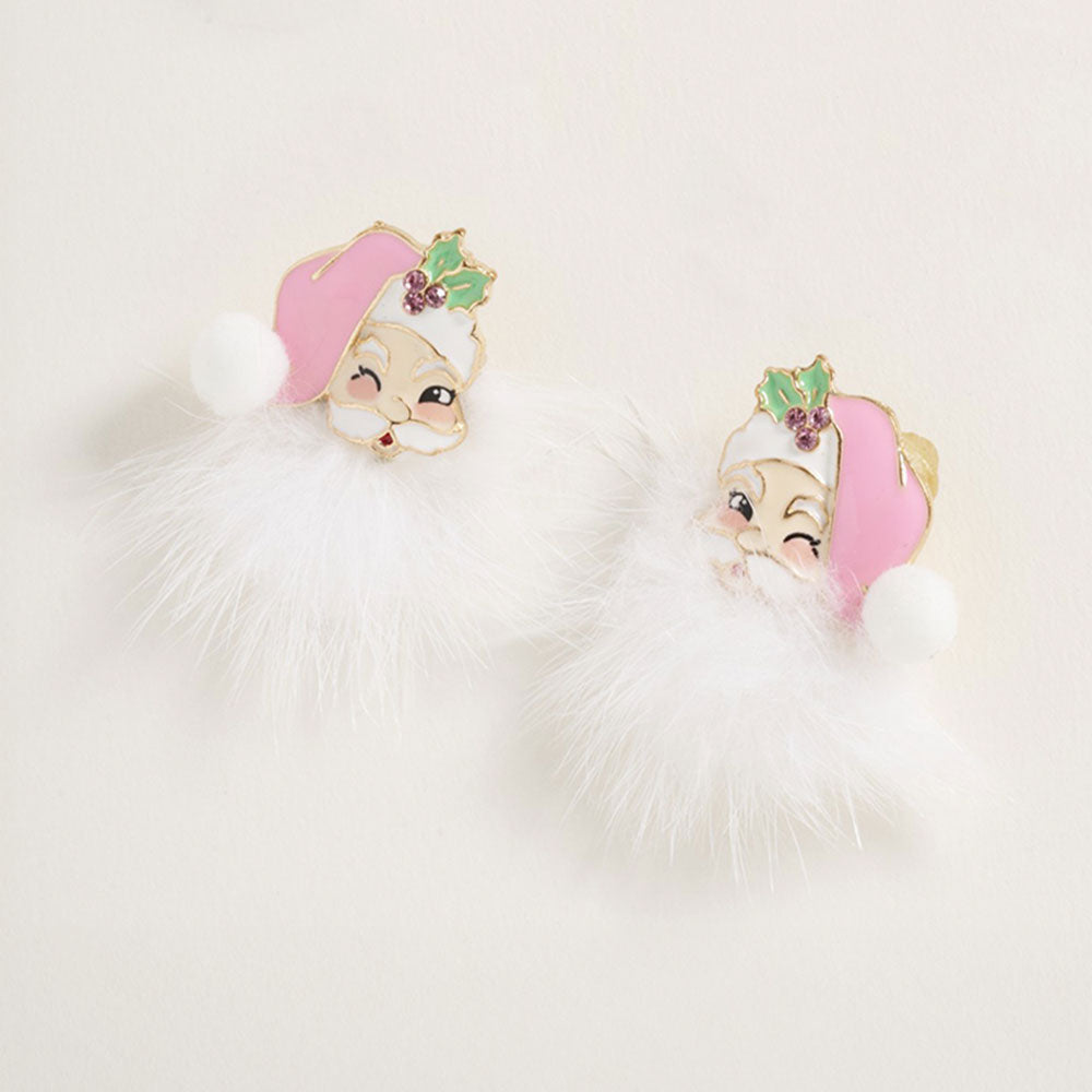 Retro Pink Santa Earring