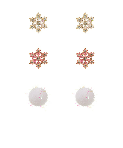 Pink Christmas Earring Set