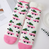Cozy Sherpa Trim Festive Holiday Truck Reindeer Flamingo Message Printed Bundle Gift Socks Set