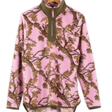 Pink Camo Y-Neck Fleece Pullover