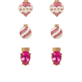 Pink Christmas Earring Set