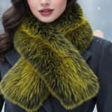 Plush Mustard Faux Fur Winter Scarf