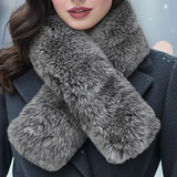 Plush Grey Faux Fur Winter Scarf
