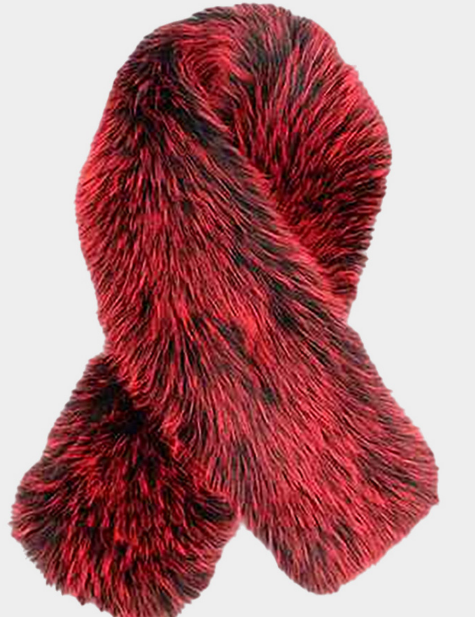 Plush Red Faux Fur Winter Scarf