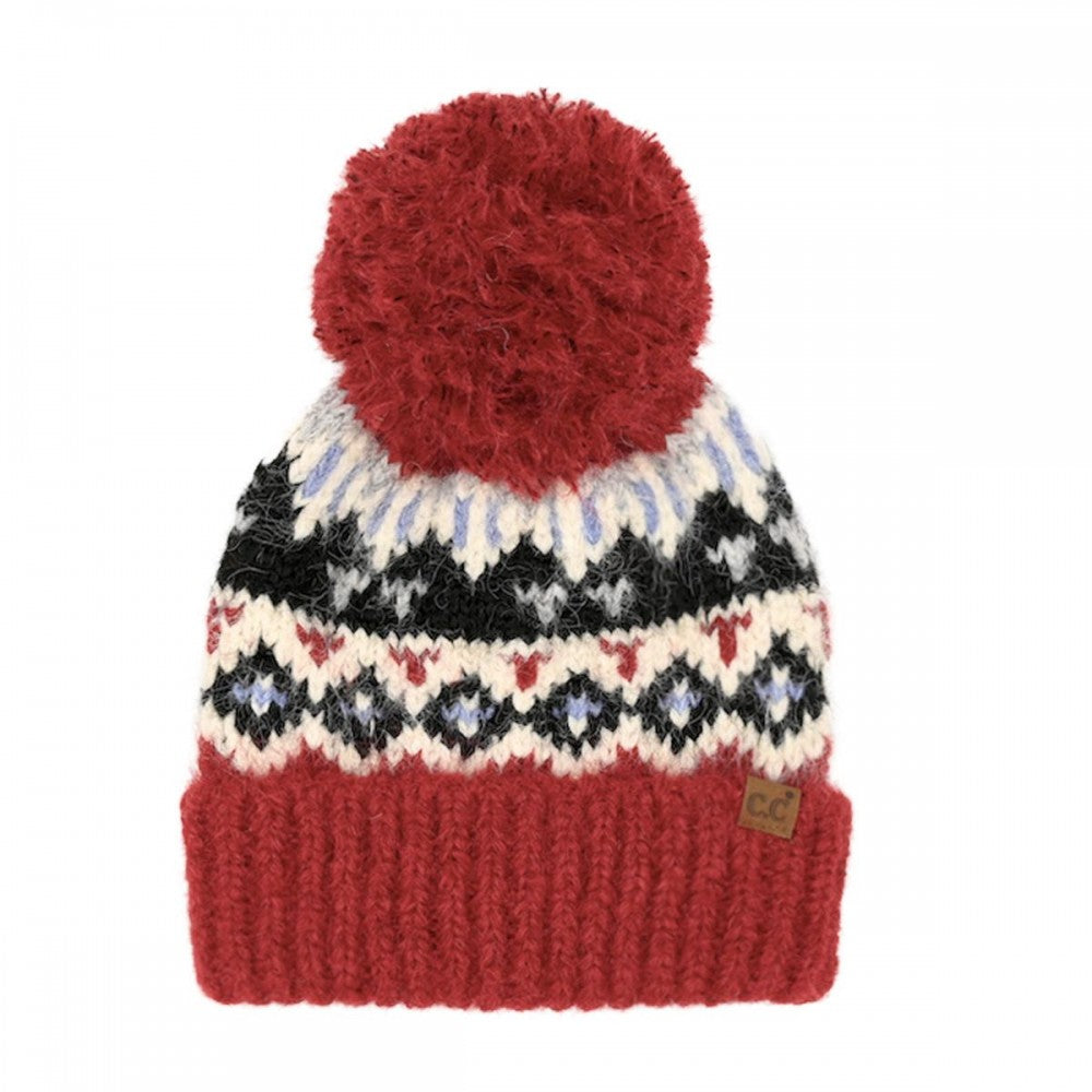 Retro Argyle Pompom Beanie