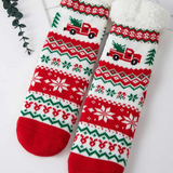 Cozy Sherpa Trim Christmas Truck Printed Bundle Gift Socks Set