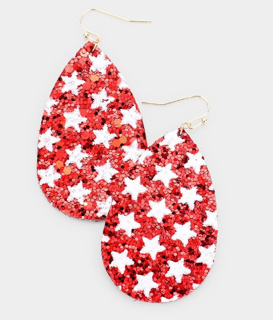 Glitter Star Teardrop Earrings