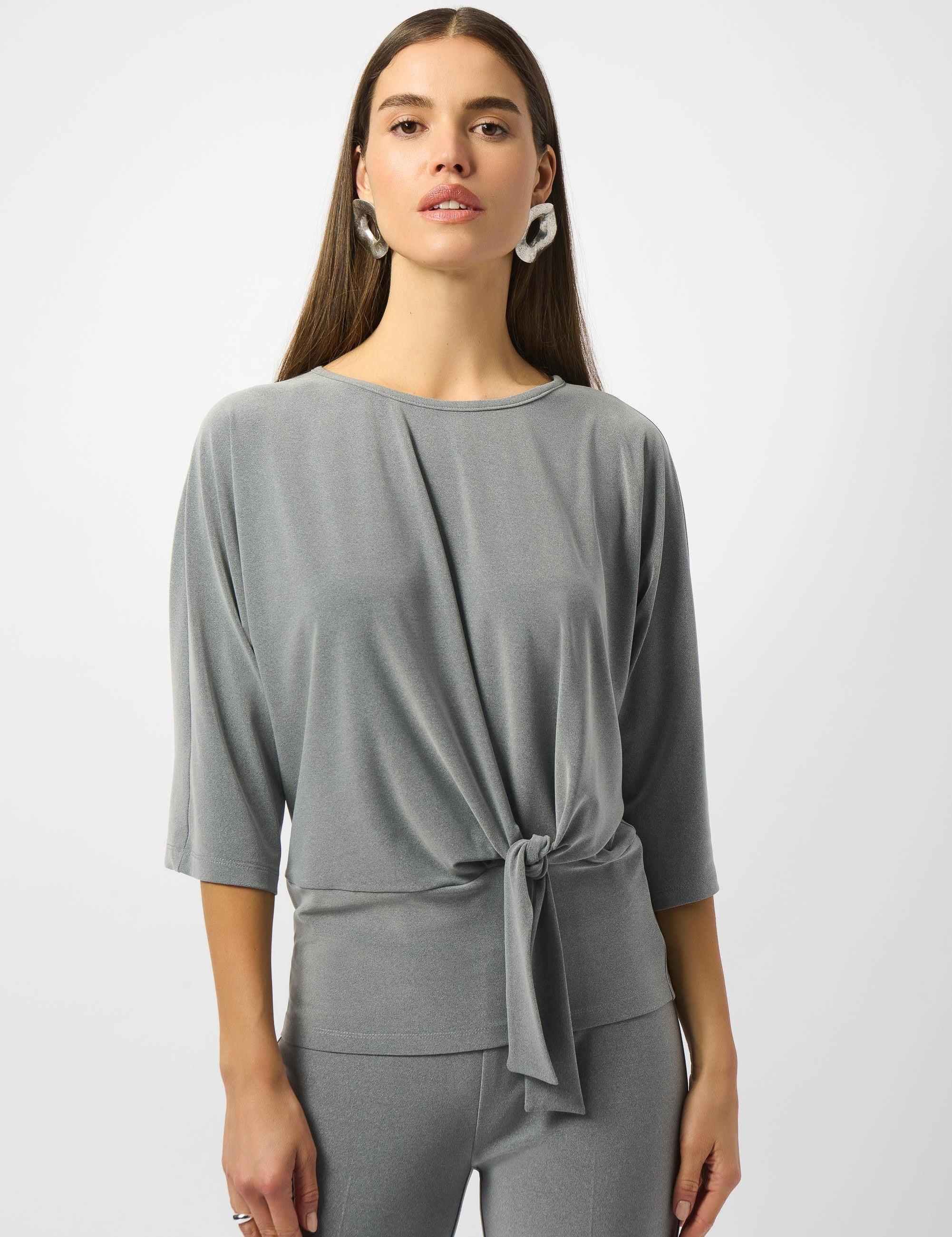 Joseph Ribkoff - Grey Melange Silky Boxy Top