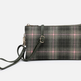 Riley Olive & Pink Plaid 3 Compartment Crossbody/Wristlet