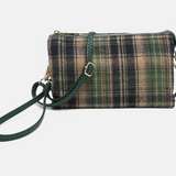 Riley Olive Plaid 3 Compartment Crossbody/Wristlet