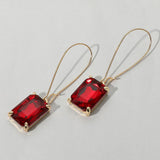 Emerald Cut Stone Dangle Earrings