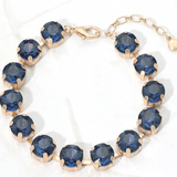 Dark Blue Round Stone Cluster Link Bracelet