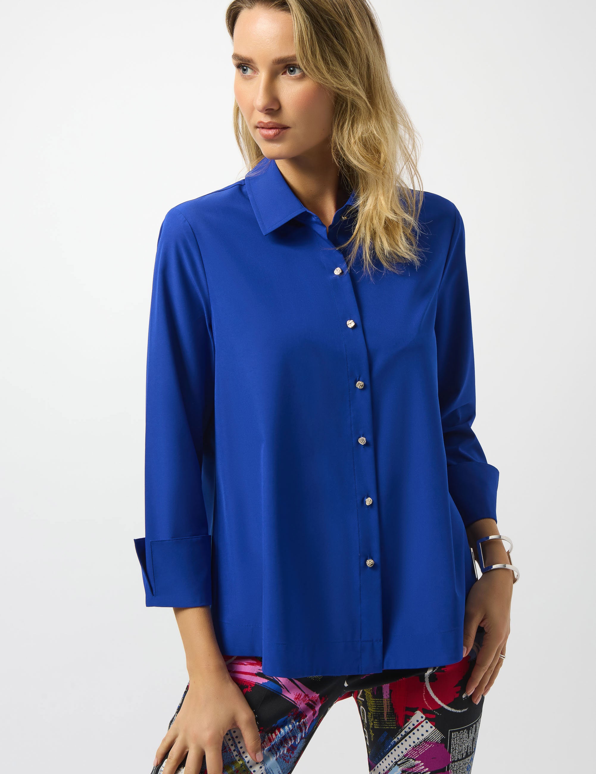 *Joseph Ribkoff - Sapphire Poplin Button Front Blouse