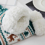 Cozy Sherpa Trim Holiday Nordic Pattern Printed Bundle Gift Socks Set