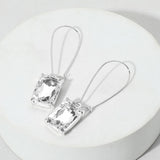 Emerald Cut Stone Dangle Earrings