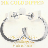 Silver - 14K Gold Dipped Hypoallergenic Classic Open Hoop Earrings