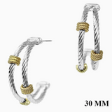 Silver Wired with Gold Rhinestone Accents 1.5" Earring