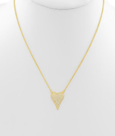 Gold Rhinestone Heart Necklace