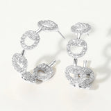 Stone Pave Link Hoop Earrings