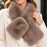Tan Faux Fur Bling Pull Through Scarf