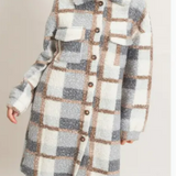 Blue Steel Plaid Teddy Longline Shacket