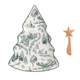 Green Toile Tree Platter
