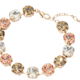 Topaz Multi Color Round Stone Cluster Link Bracelet