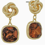 Topaz Crystal Stone and Knotted 1.5" Earring