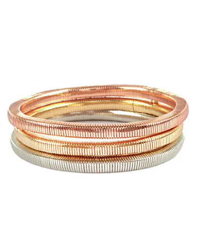 Tri Tone Coil Bracelet Set