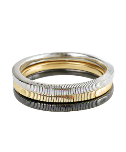 Tri Tone Coil Bracelet Set