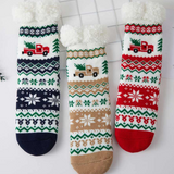 Cozy Sherpa Trim Christmas Truck Printed Bundle Gift Socks Set