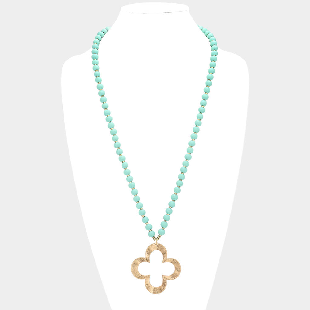 Turqoise Beaded Clover Necklace