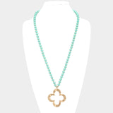 Turqoise Beaded Clover Necklace