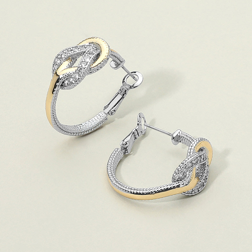 Two Tone Knot Hoop Earrings
