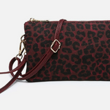 Riley Wine Cheetah 3 Compartment Crossbody