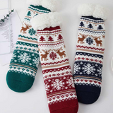 Cozy Sherpa Trim Holiday Nordic Pattern Printed Bundle Gift Socks Set