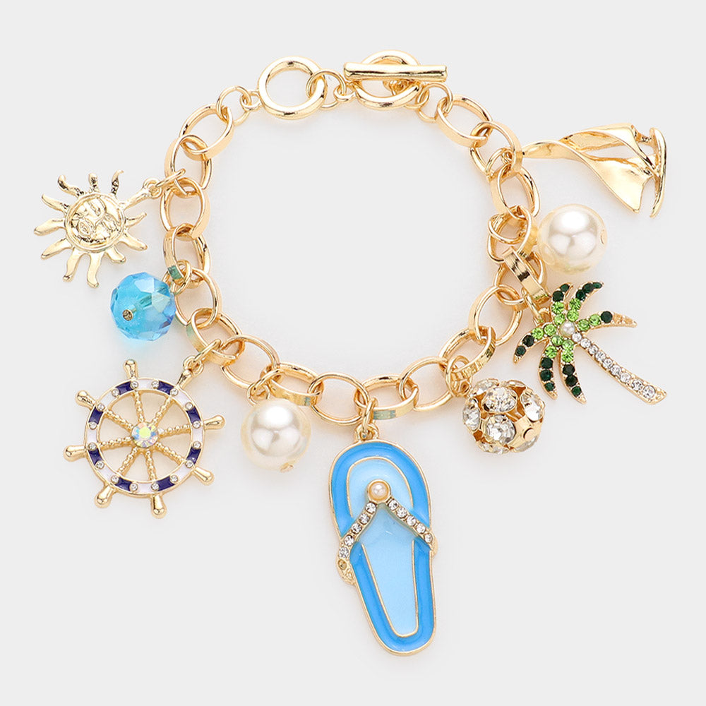 Sandy Flip Flops Charm Bracelet