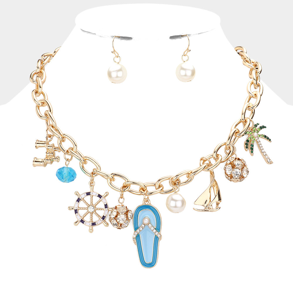 Sandy Flip Flops Beach Necklace