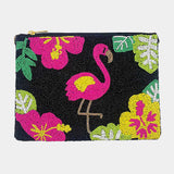 Flamingo Lovers Beaded Clutch