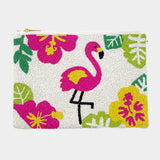 Flamingo Lovers Beaded Clutch